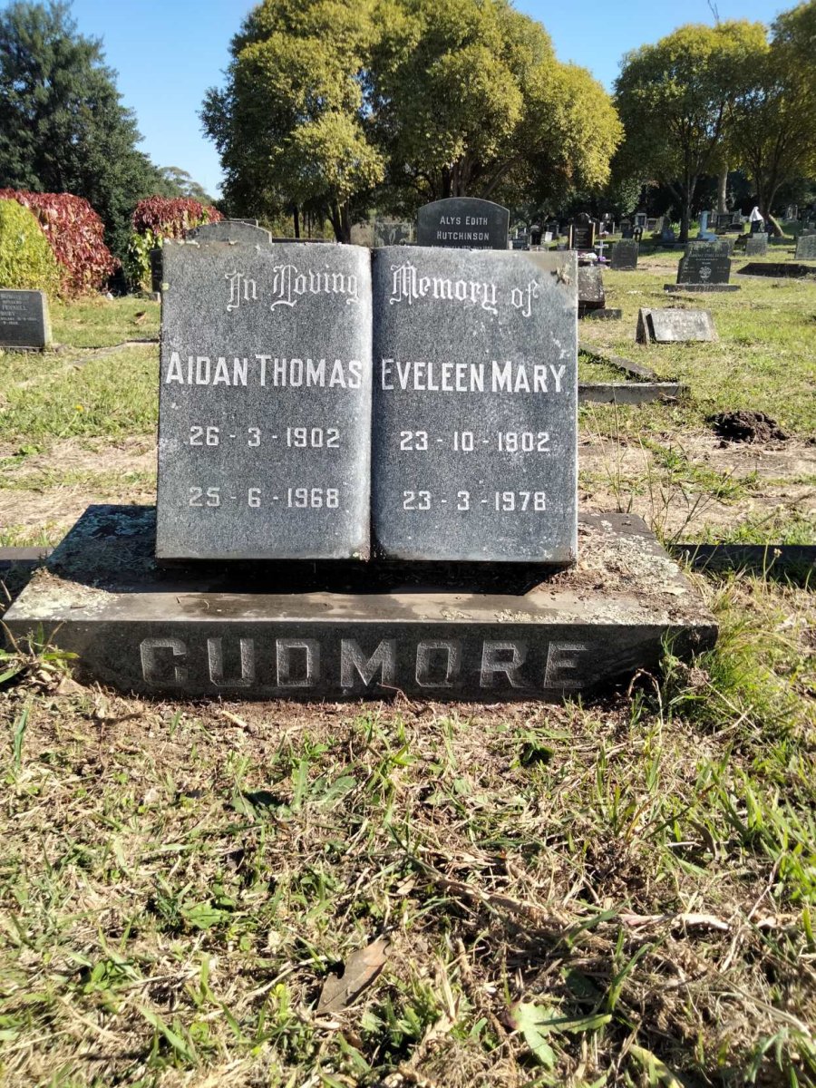 CUDMORE Aidan Thomas 1902-1968 &amp; Eveleen Mary 1902-1978