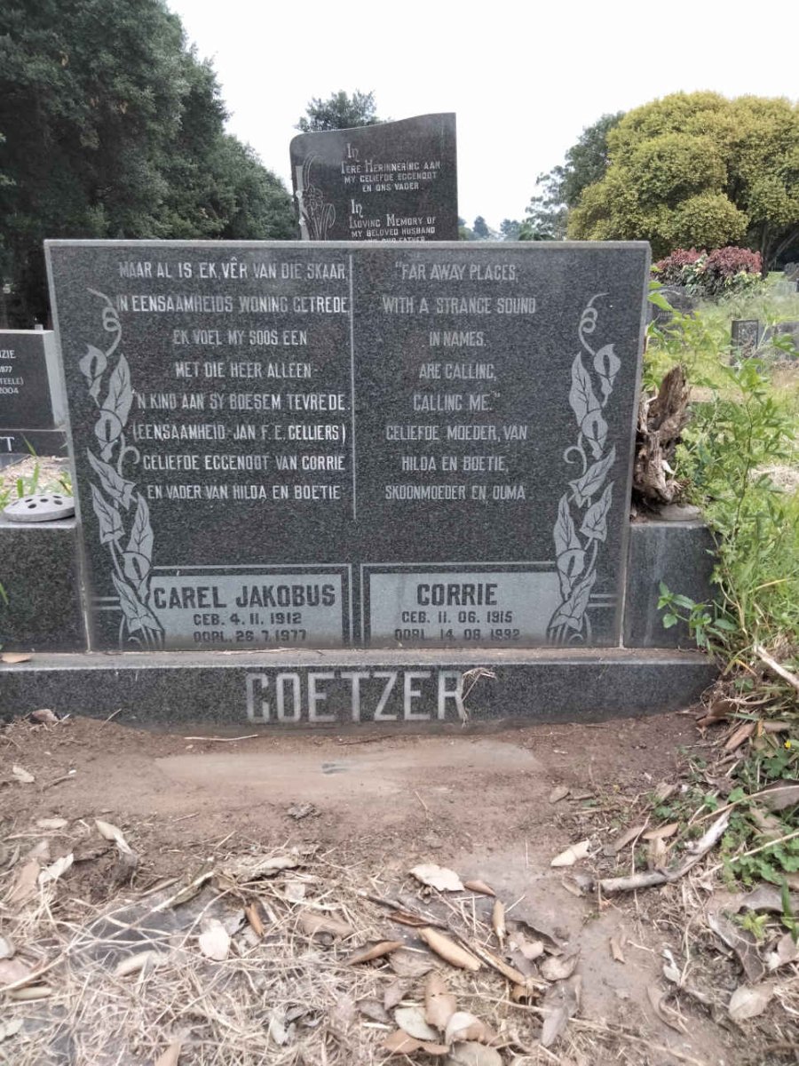 COETZER Carel Jakobus 1912-1977 &amp; Corrie 1915-1992