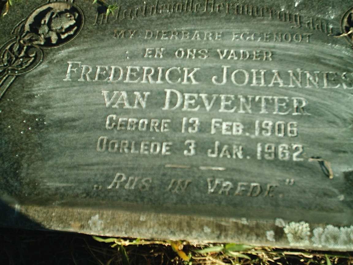 DEVENTER Frederick Johannes, van 1906-1962