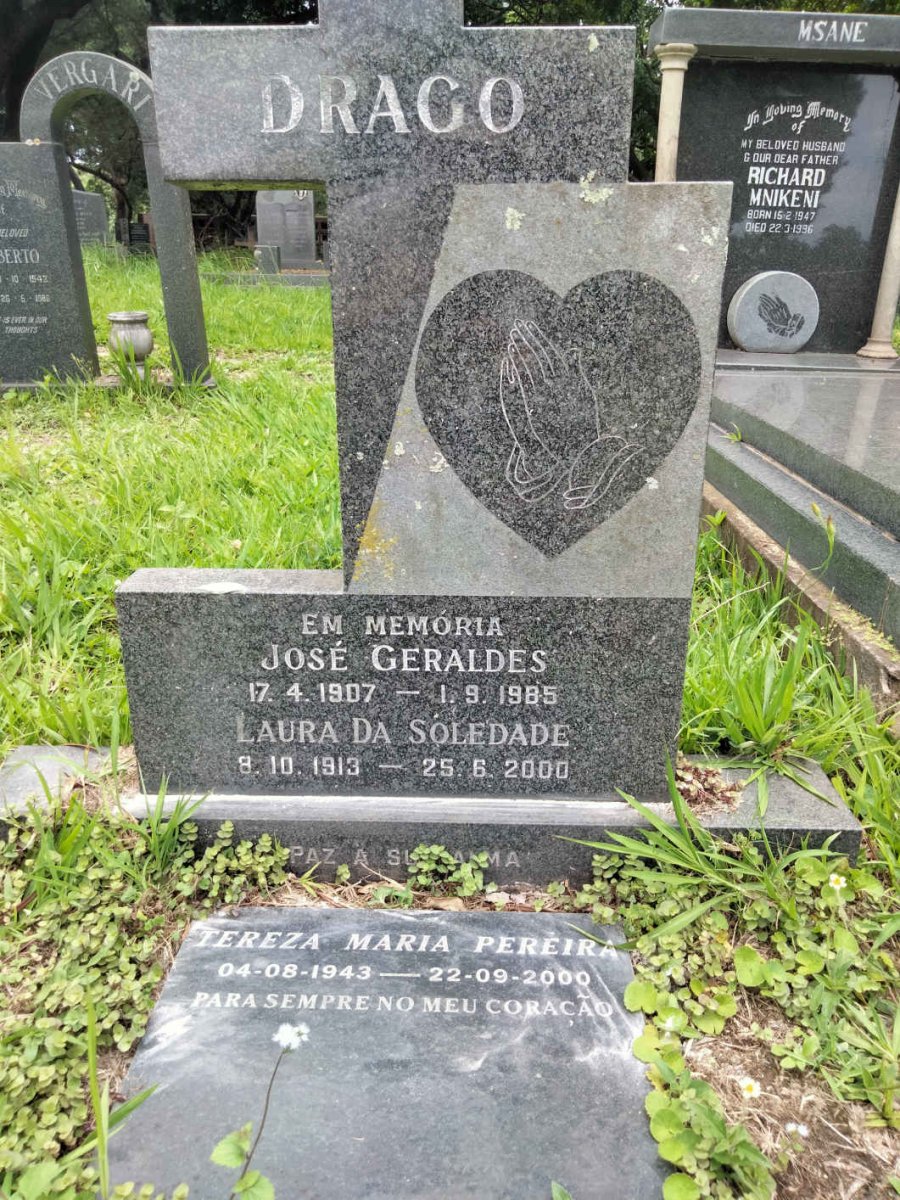 DRAGO Jose Geraldus 1907-1985 &amp; Laura DA SOLEDADE 1913-2000 :: PEREIRA Tereza Maria 1949-2000