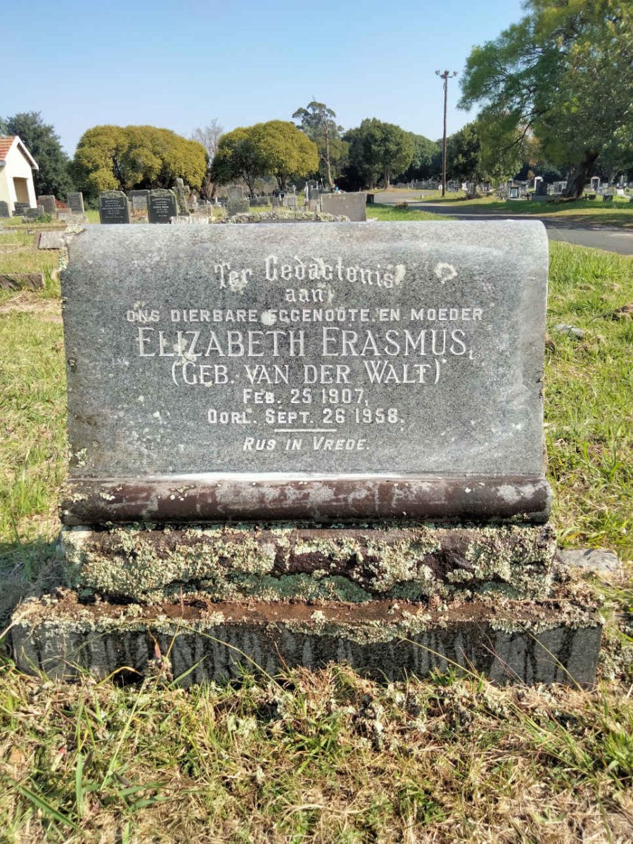 ERASMUS Elizabeth nee VAN DER WALT 1907-1958