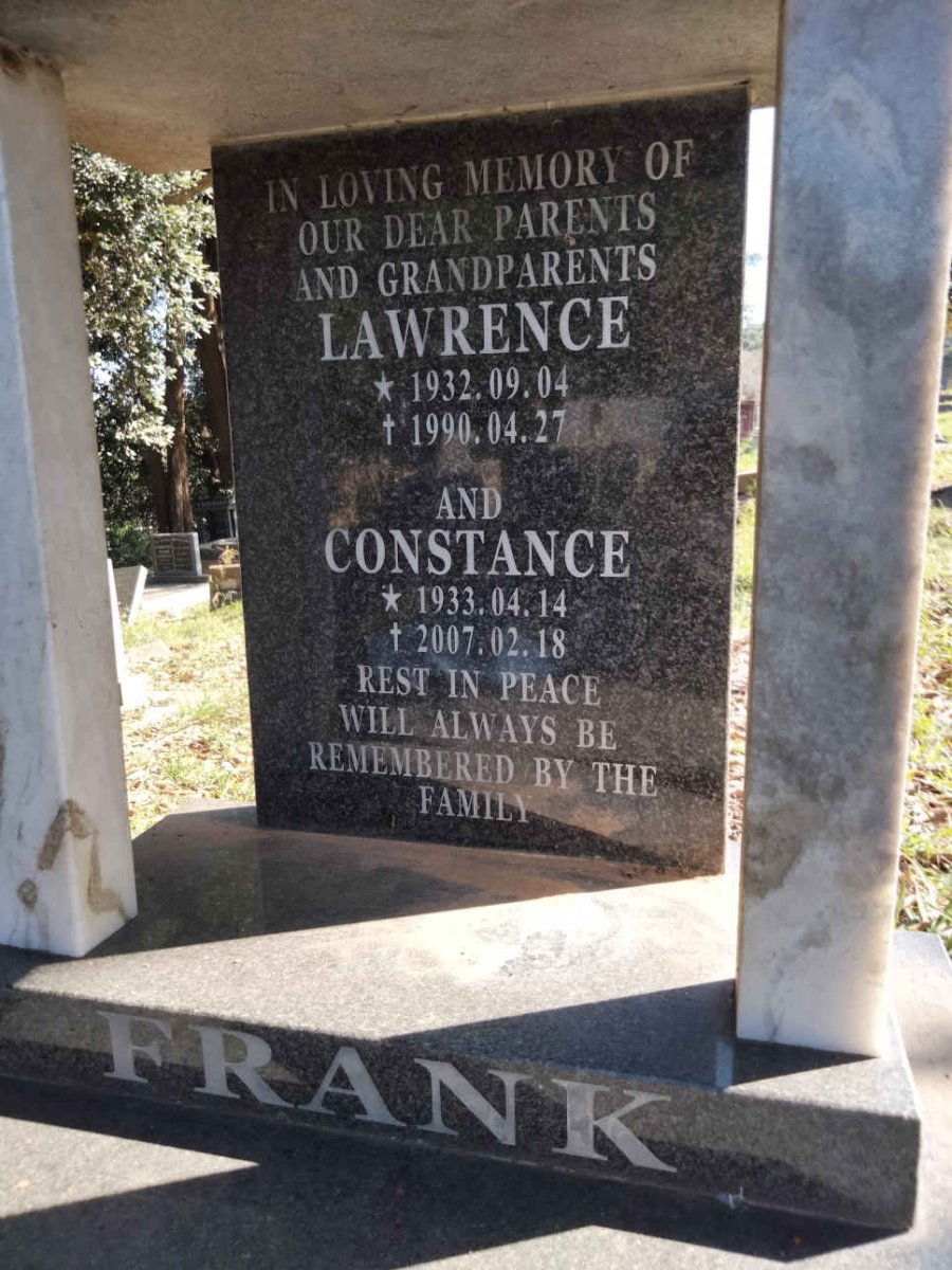 FRANK Lawrence 1932-1990 &amp; Constance 1933-2007