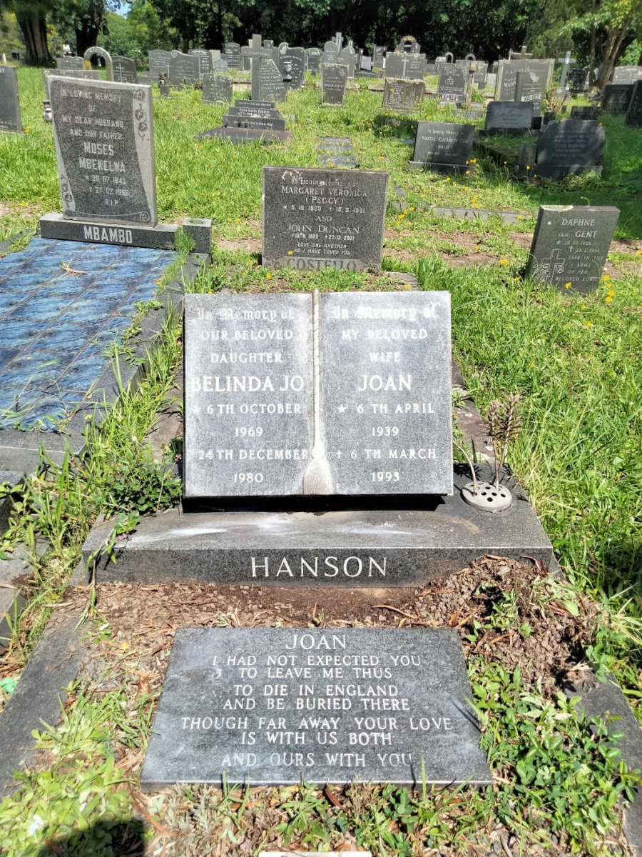 HANSON Joan 1939-1993 :: HANSON Belinda Jo 1969-1980 