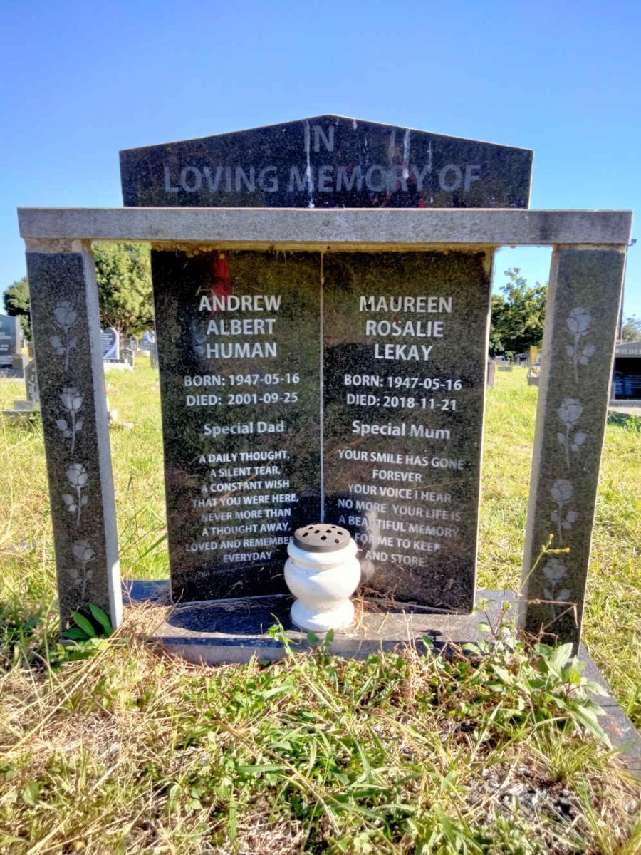 HUMAN Andrew Albert 1947-2001 & Maureen Rosalie Lekay 1947-2018
