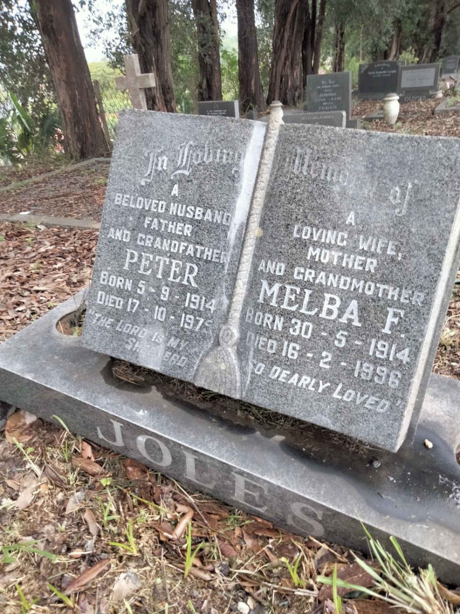 JOLES Peter 1914-1975 &amp; Melba F. 1914-1996