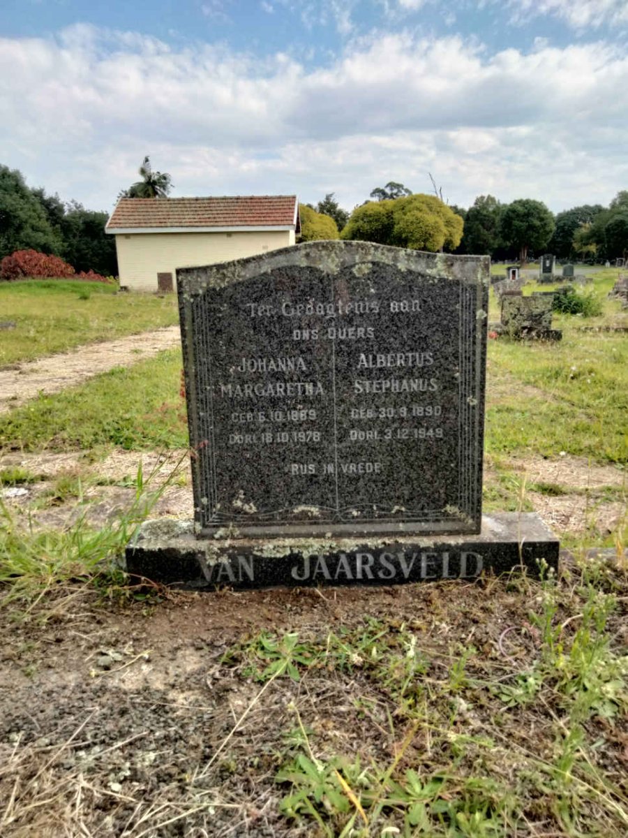 JAARSVELD Albertus Stephanus, van 1890-1940 &amp; Johanna Margaretha 1889-1978