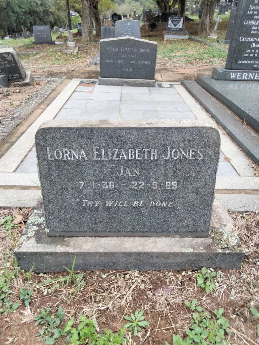 JONES Lorna Elizabeth 1936-1969