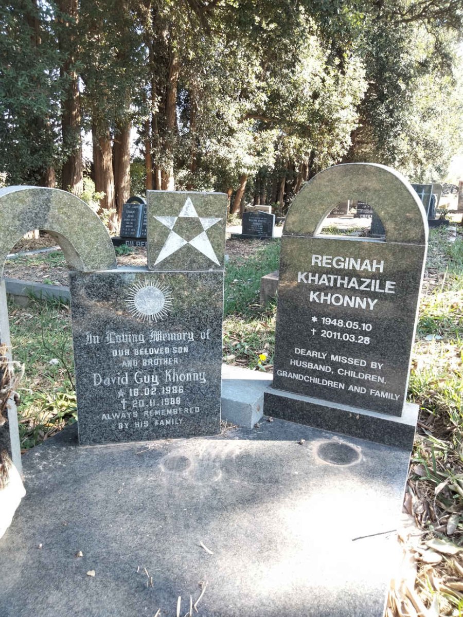 KHONNY Reginah Khathazile 1948-2011 :: KHONNY David Guy 1986-1988