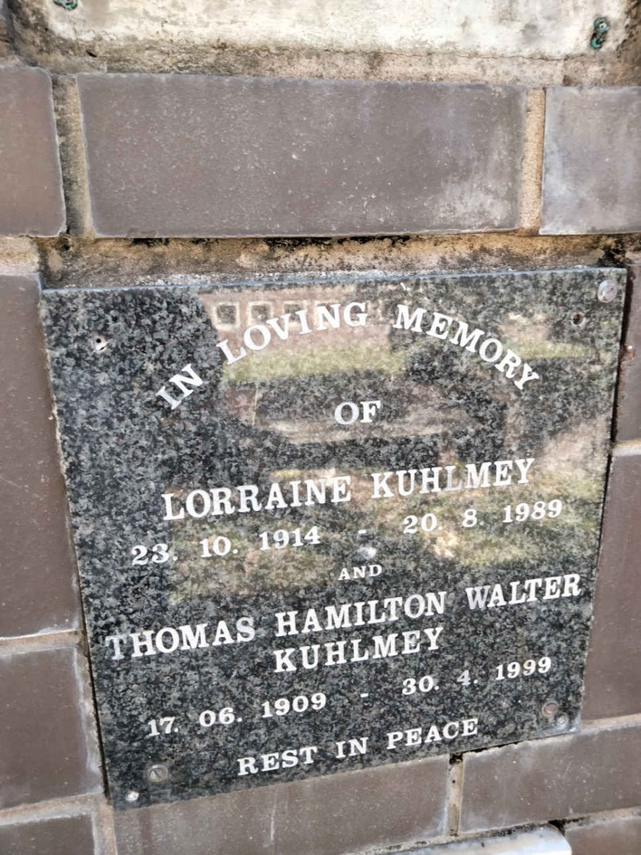 KUHLMEY Thomas Hamilton Walter 1909-1999 &amp; Lorraine 1914-1989