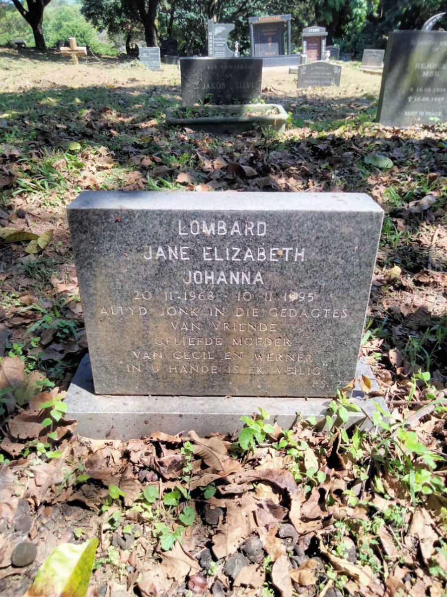 LOMBARD Jane Elizabeth Johanna 1968-1995