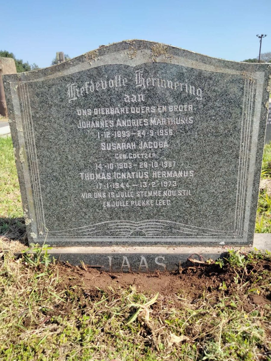 LAAS Johannes Andries Marthinus 1893-1956 &amp; Susarah Jacoba COETZER 1903-1987