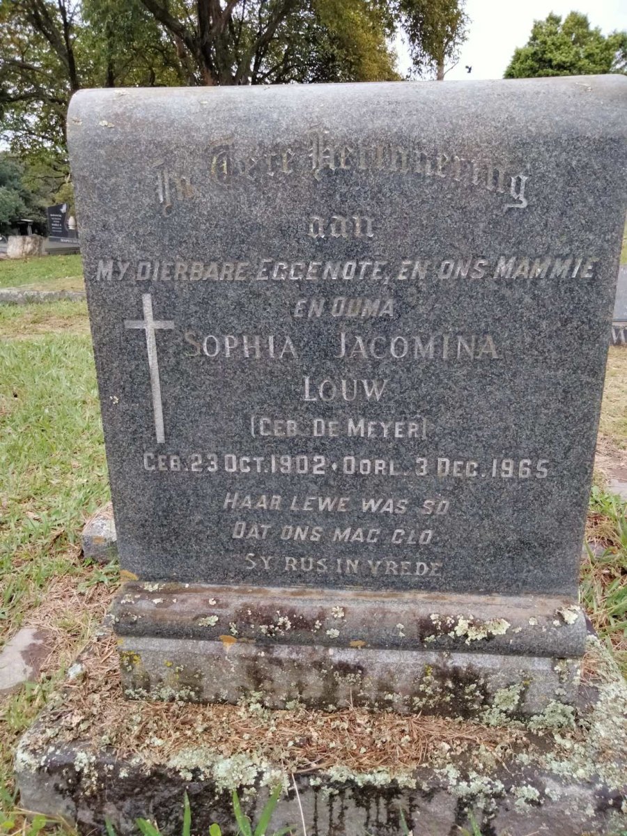 LOUW Sophia Jacomina nee DE MEYER 1902-1965