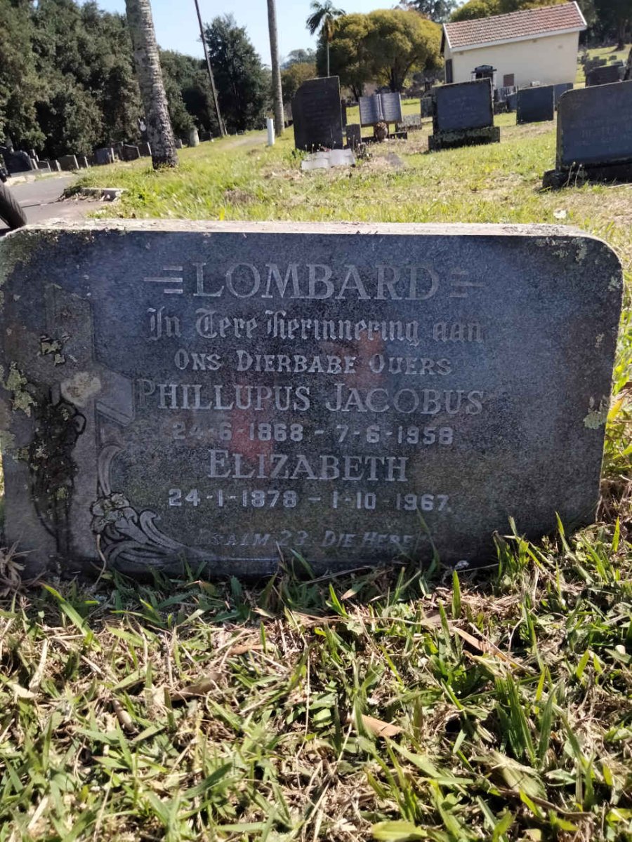 LOMBARD Phillupus Jacobus 1868-1958 &amp; Elizabeth 1878-1967