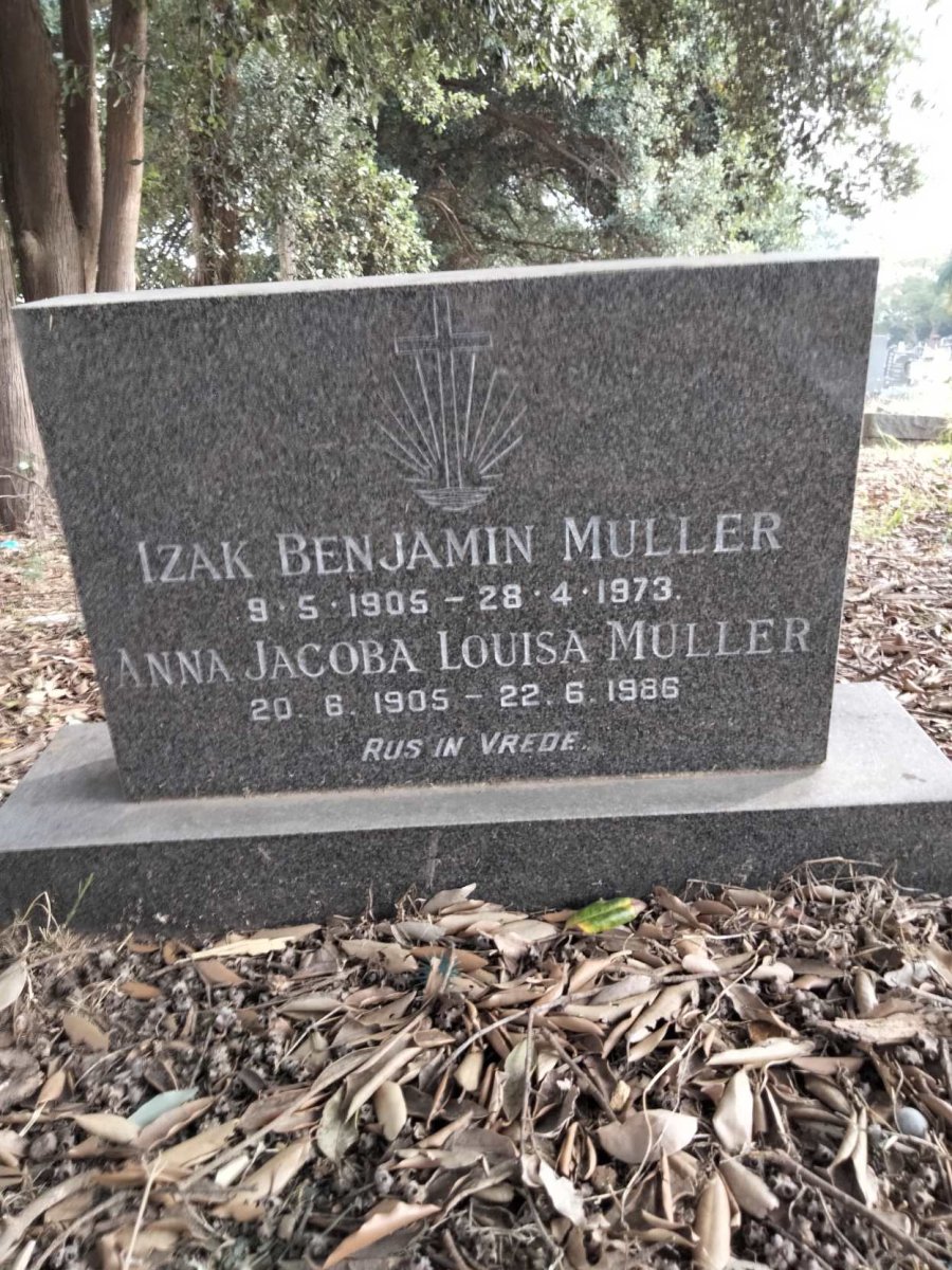 MULLER Izak Benjamin 1905-1973 &amp; Anna Jacoba Louisa 1905-1986