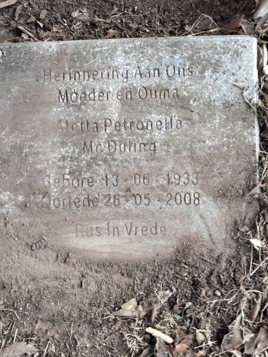 MCDULING Aletta Petronella 1933-2008