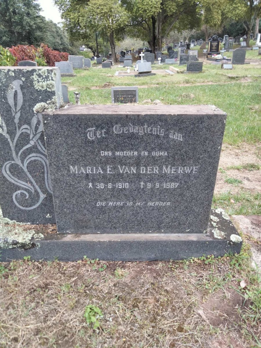 MERWE Maria E., van der 1910-1987