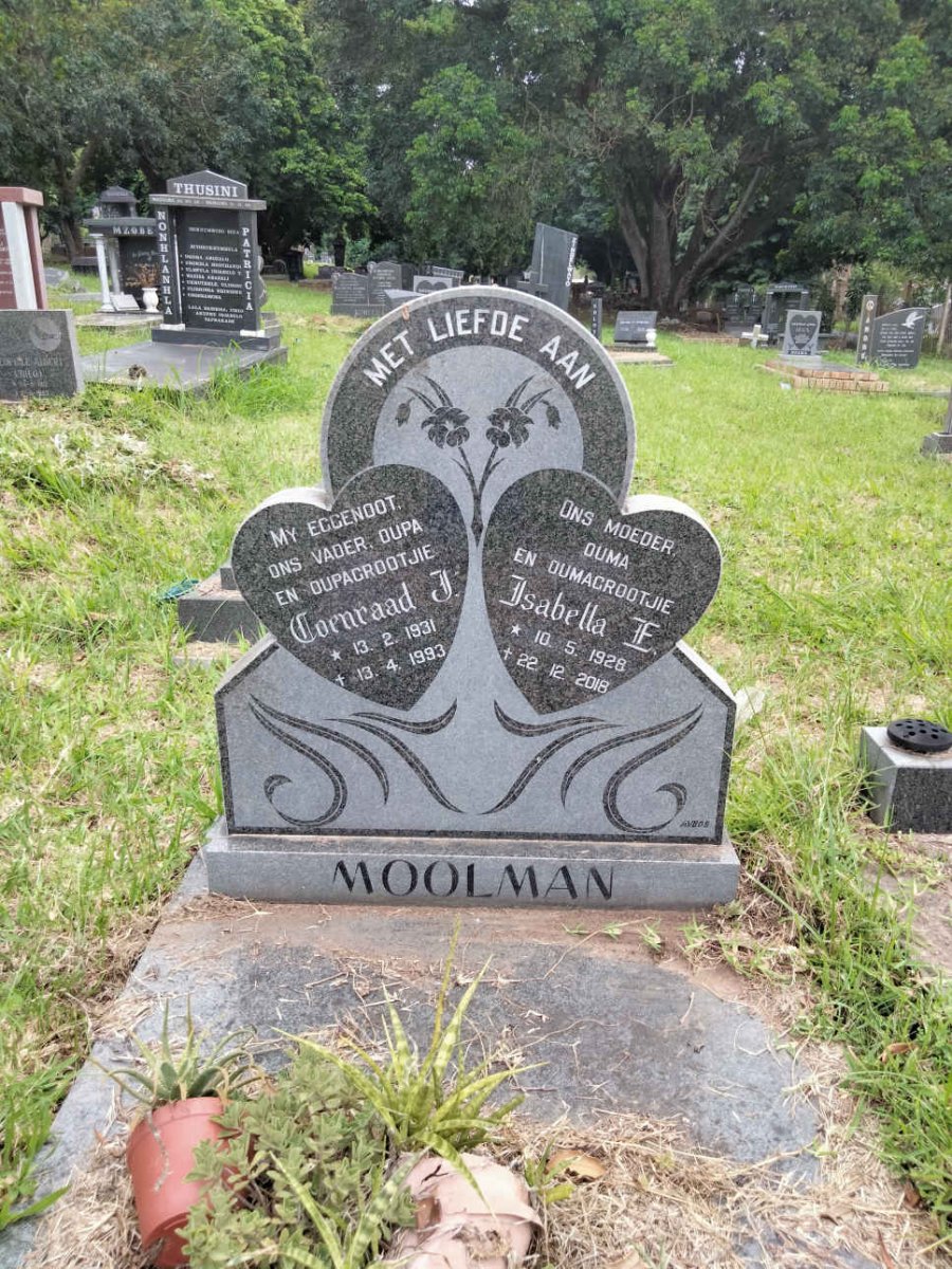 MOOLMAN Coenraad J. 1931-1993 & Isabella F. 1928-2018