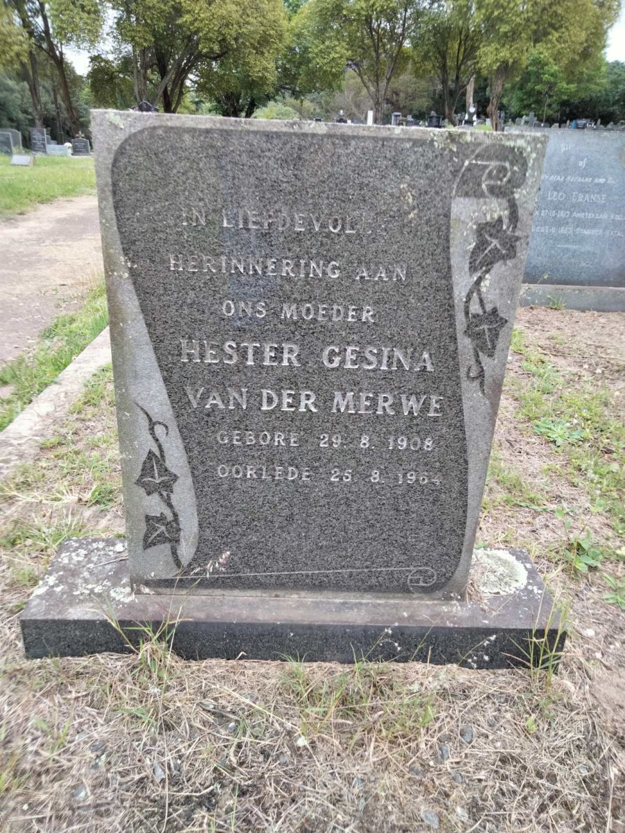 MERWE Hester Gesina, van der 1908-1964