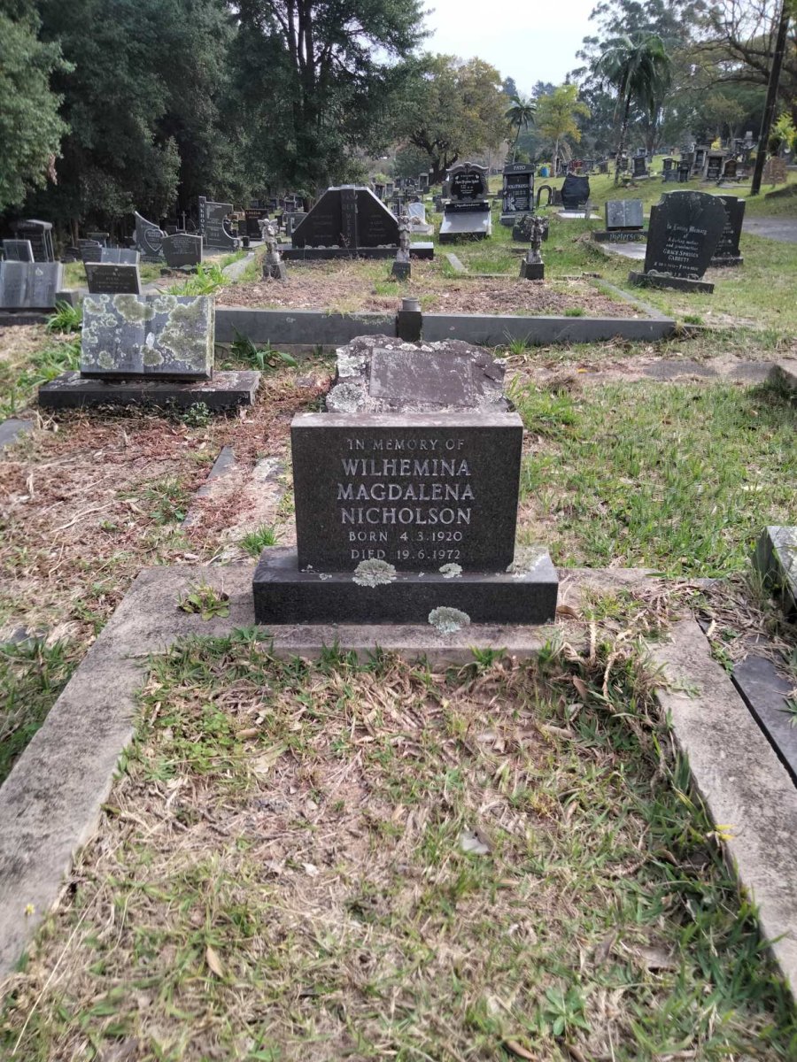 NICHOLSON Wilhemina Magdalena 1920-1972
