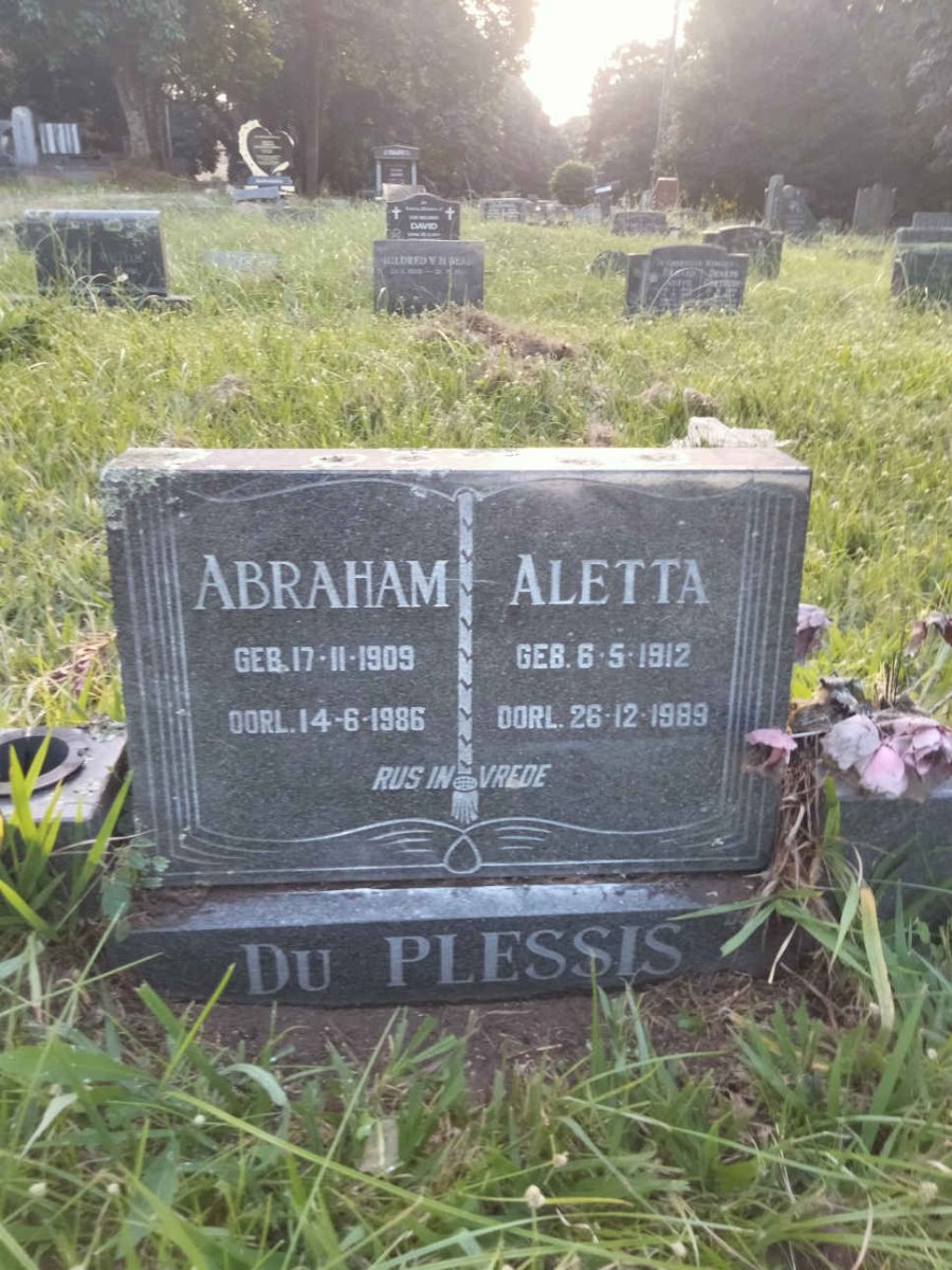 PLESSIS Abraham, du 1909-1986 & Aletta 1912-1989