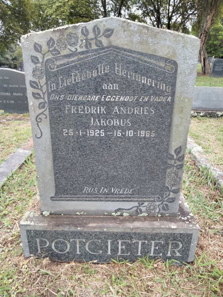 POTGIETER Fredrik Andries Jakobus 1925-1965