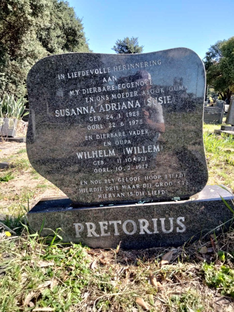 PRETORIUS Wilhelm 1921-1977 &amp; Susanna Adriana 1928-1975
