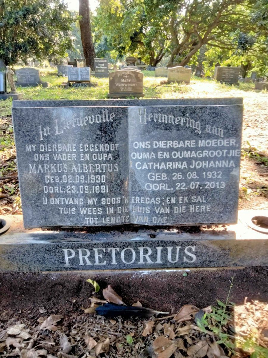 PRETORIUS Markus Albertus 1930-1991 & Catharina Johanna 1932-2013