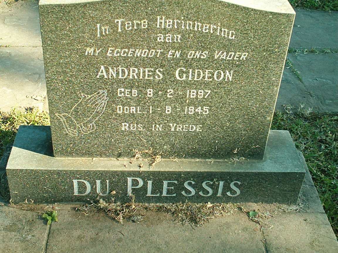 PLESSIS Andries Gideon, du 1897-1945
