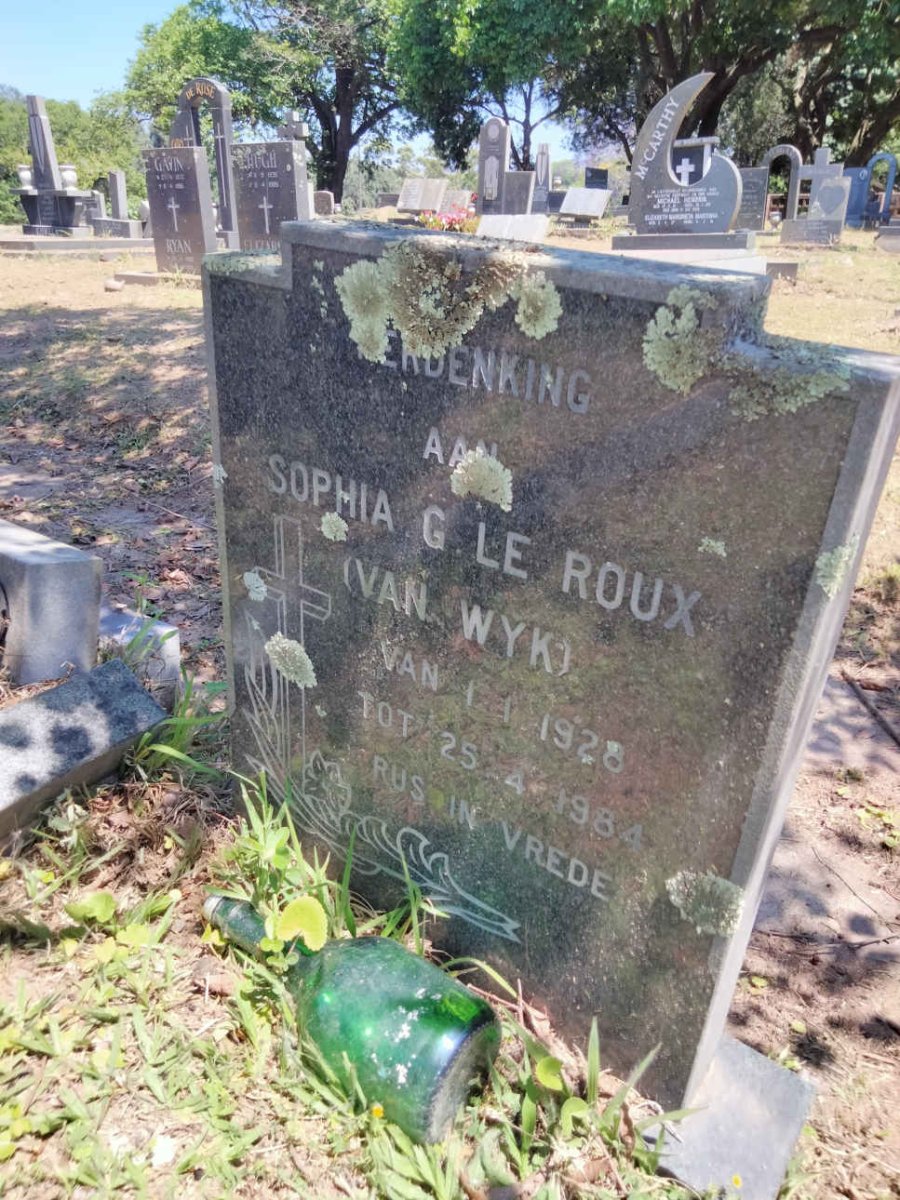 ROUX Sophia G., le nee VAN WYK 1928-1984