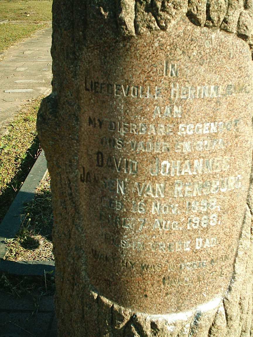 RENSBURG David Johannes, Jansen van 1898-1963