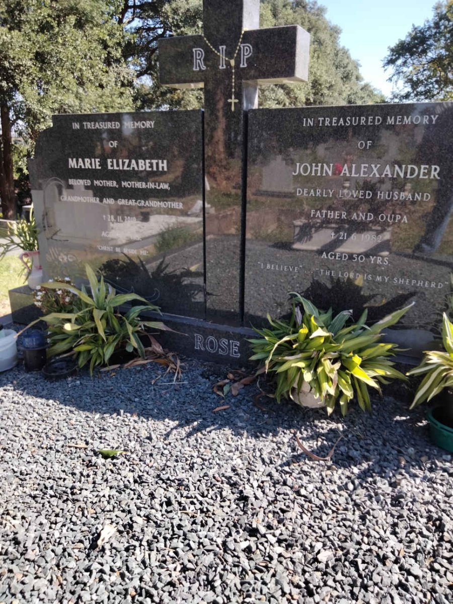 ROSE John Alexander -1982 &amp; Marie Elizabeth -2019