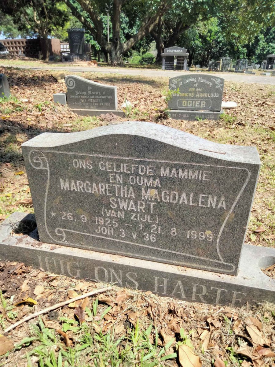SWART Margaretha Magdalena nee VAN ZIJL 1925-1999