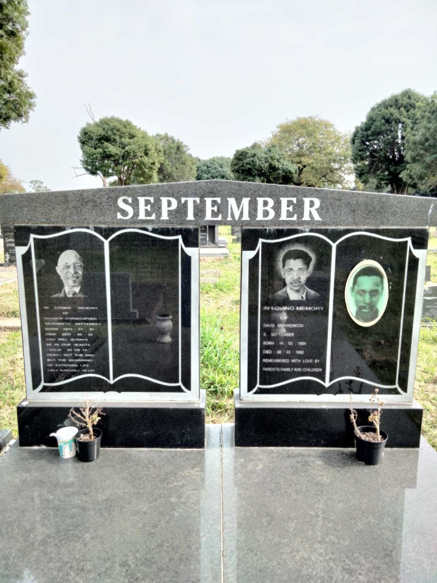 SEPTEMBER Patrick Christopher Muziwakhe 1943-2011 :: SEPTEMBER David Msawenkosi 1954-1992