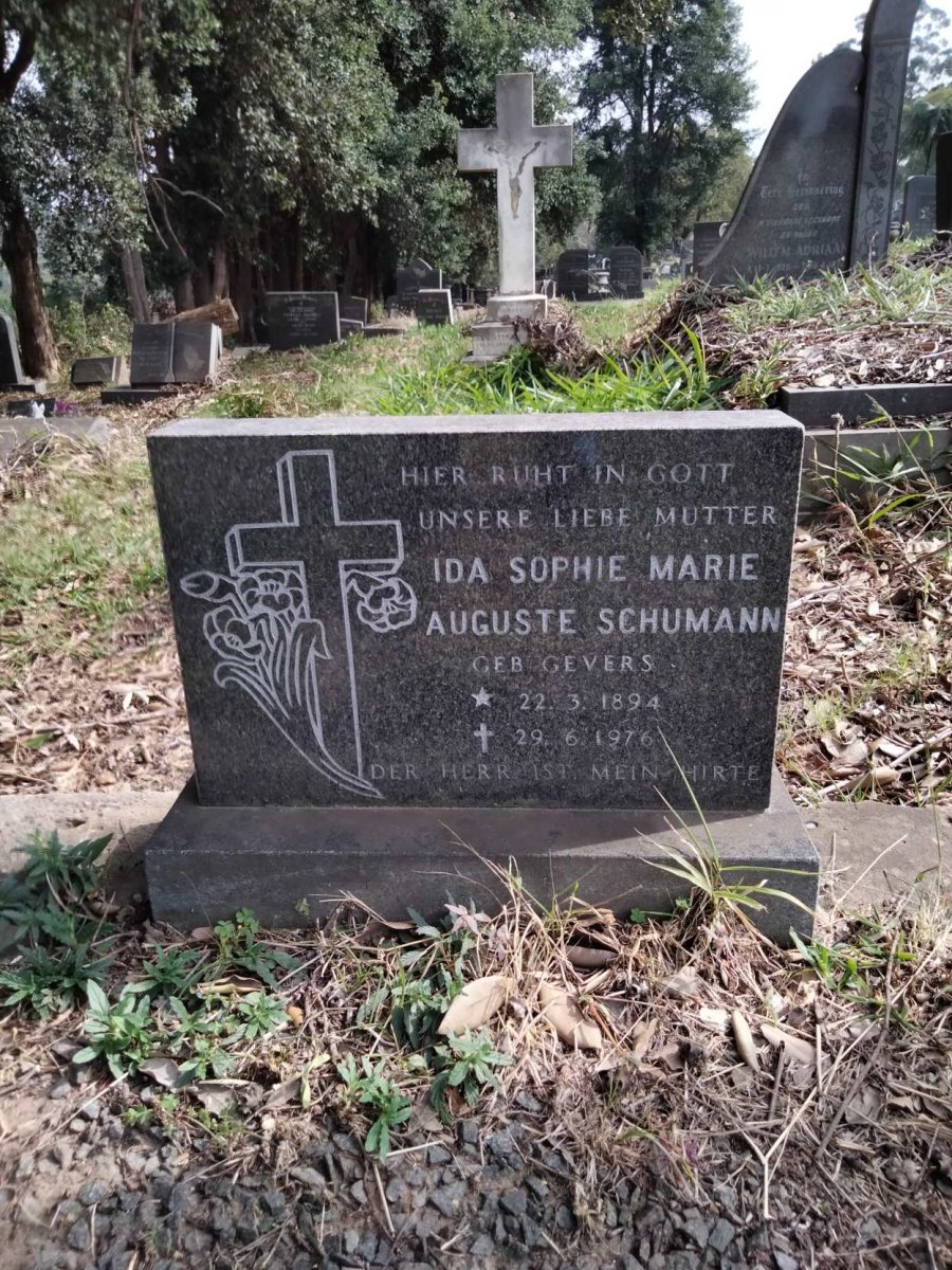 SCHUMANN Ida Sophie Marie Auguste nee GEVERS 1894-1976