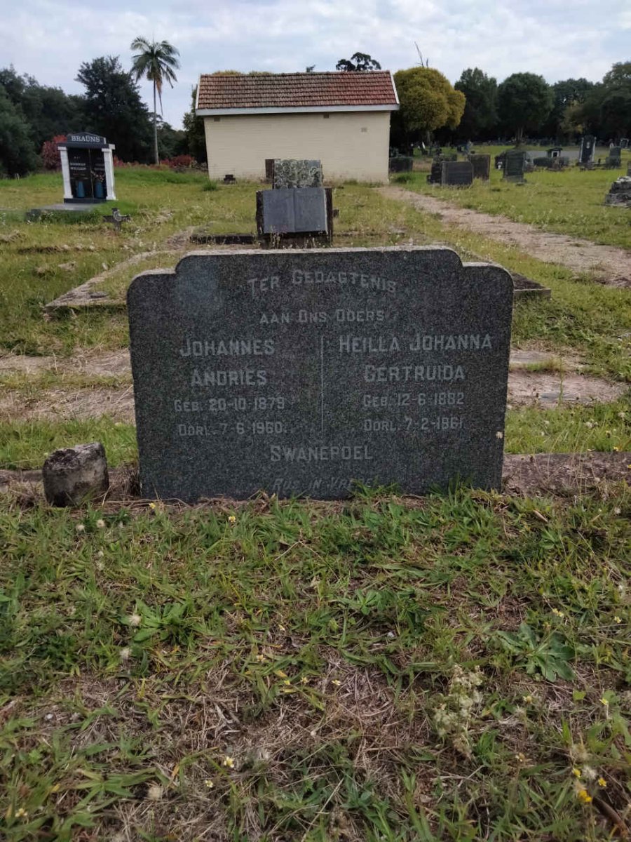 SWANEPOEL Johannes Andries 1879-1960 &amp; Heila Johanna Gertruida 1882-1961