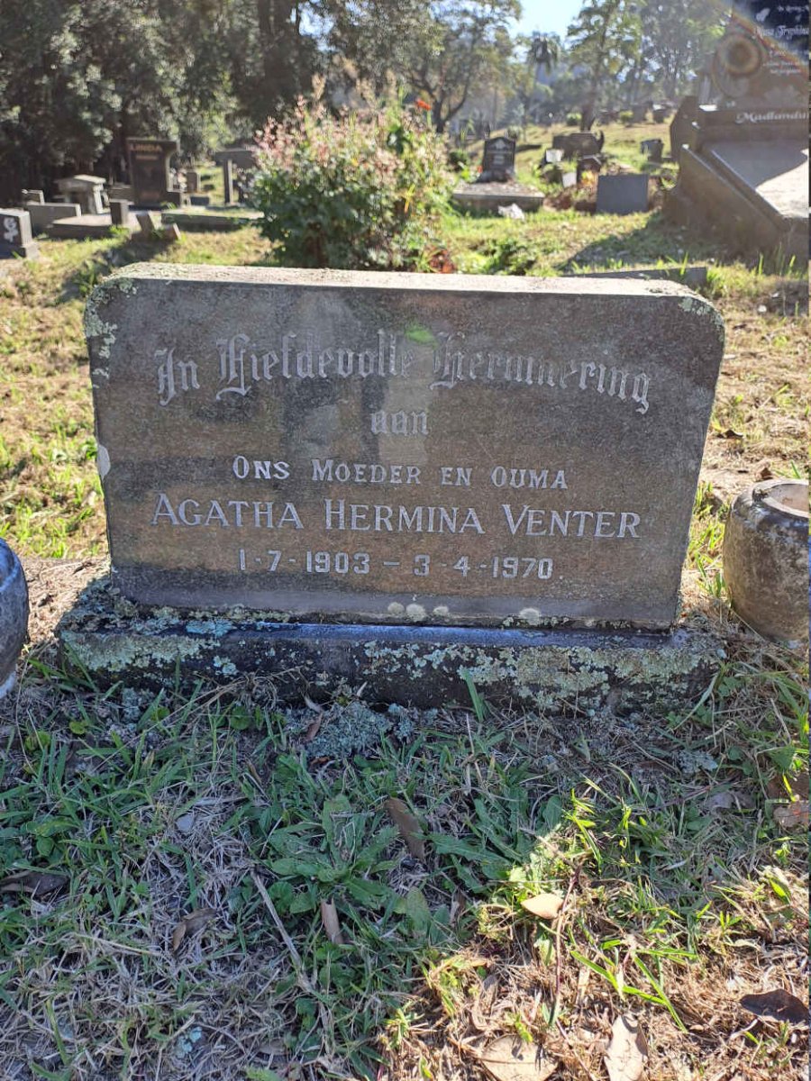 VENTER Agatha Hermina 1903-1970