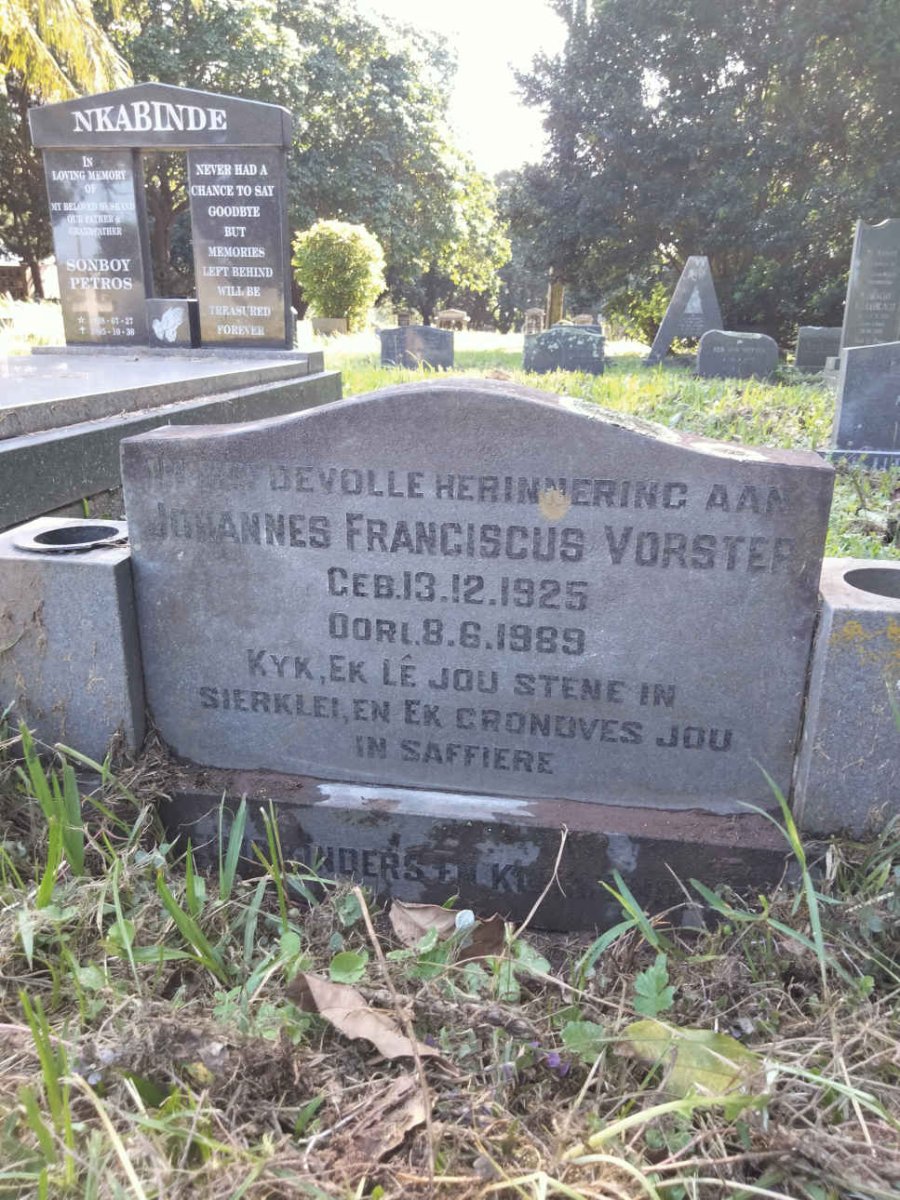 VORSTER Johannes Franciscus 1925-1989