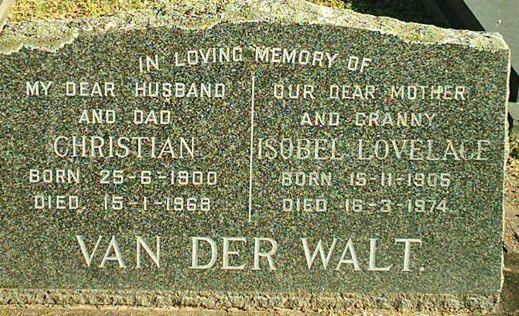 WALT Christian, van der 1900-1968 &amp; Isobel Lovelace 1905-1974