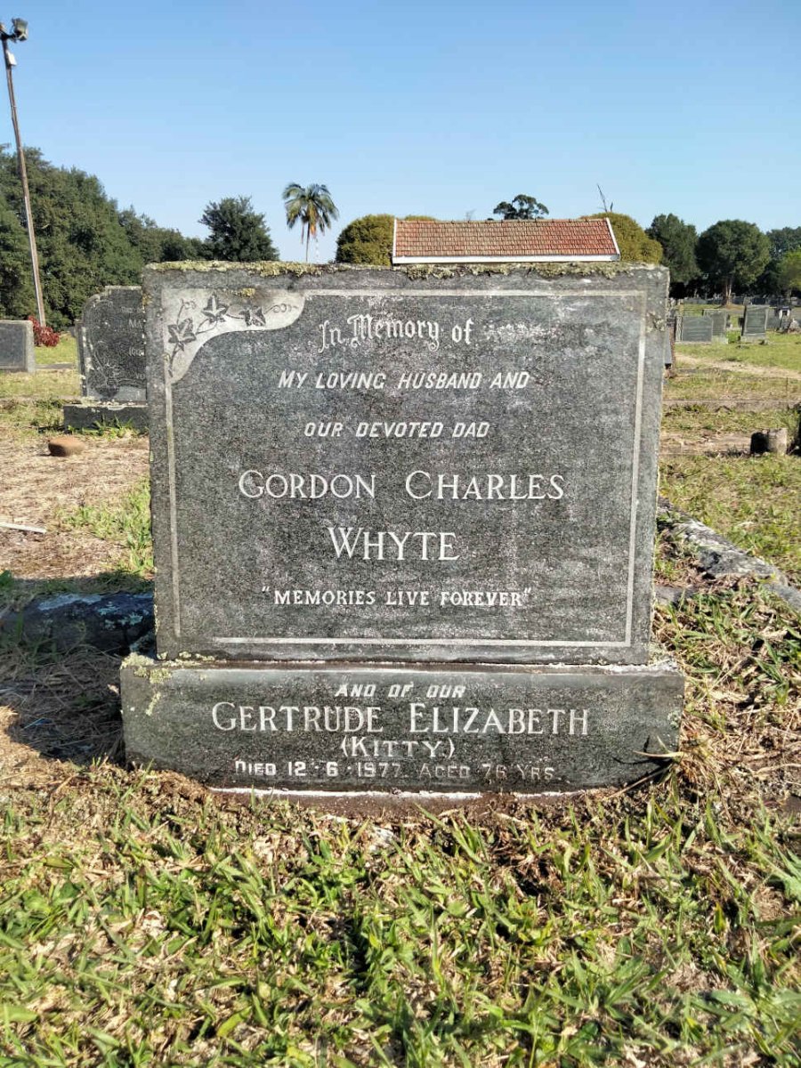 WHYTE Gordon Charles &amp; Gertrude Elizabeth -1977