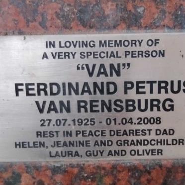 RENSBURG Ferdinand Petrus, van 1925-2008