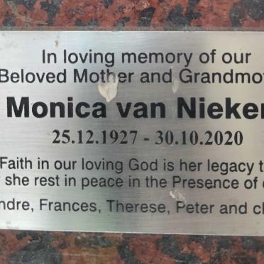 NIEKERK Monica, van 1927-2020