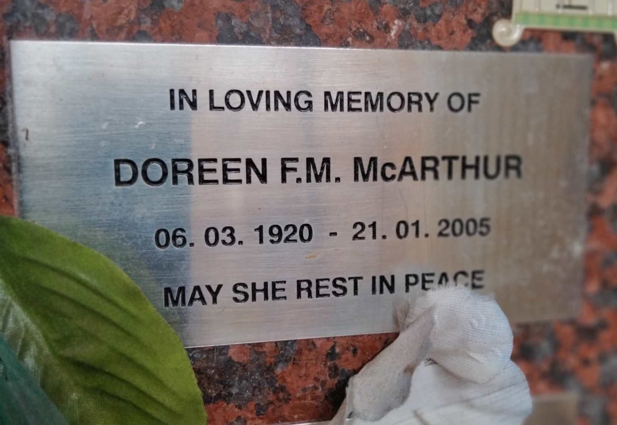 MCARTHUR Doreen F.M. 1920-2005