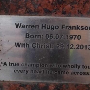 FRANKSON Warren Hugo 1970-2013