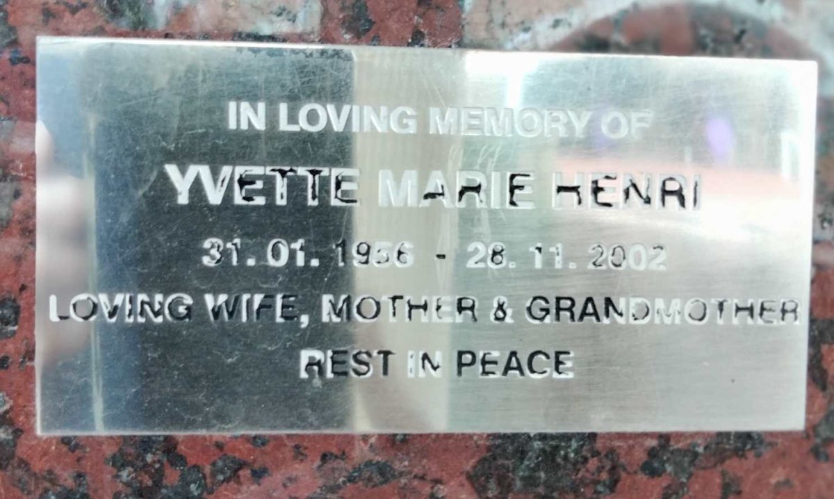 HENRI Yvette Marie 1956-2002