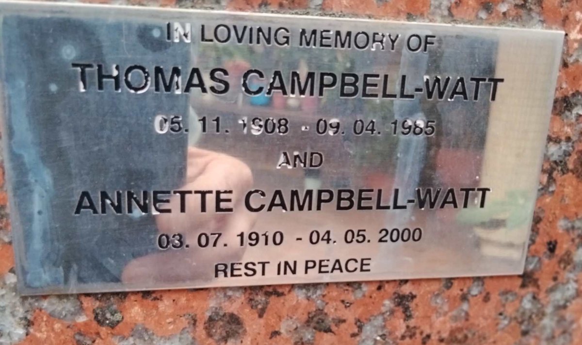 CAMPBELL-WATT Thomas 1908-1985 & Annette 1910-2000