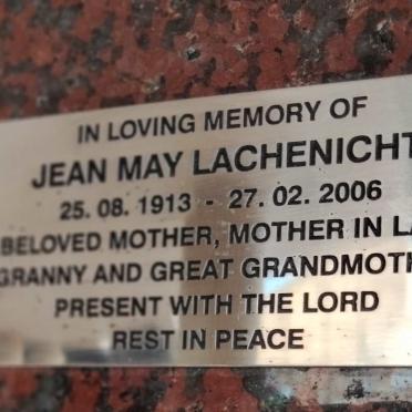 LACHENICHT Jean May 1913-2006