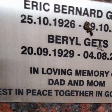 GETS Eric Bernard 1926-2009 & Beryl 1929-2014