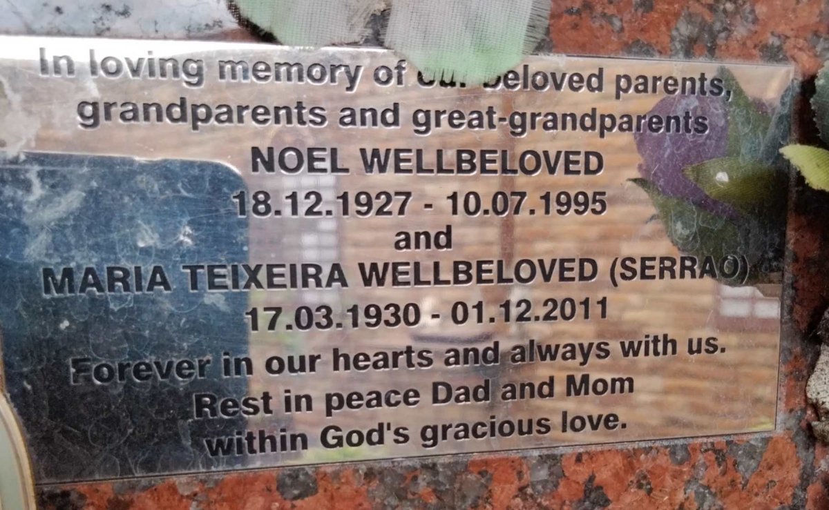 WELLBELOVED Noel 1927-1995 & Maria Teixeira SERRAO 1930-2011