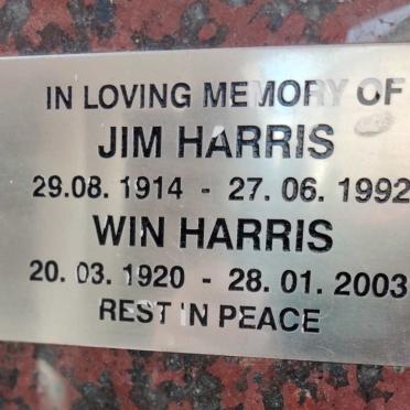HARRIS Jim 1914-1992 & Win 1920-2003