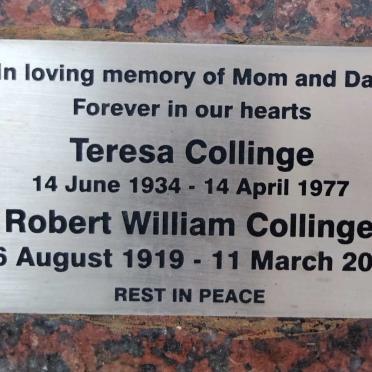 COLLINGE Robert William 1919-2011 & Teresa 1934-1977